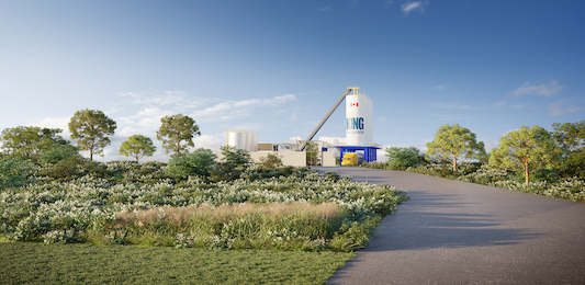 A rendering of the entrance to a plant.
